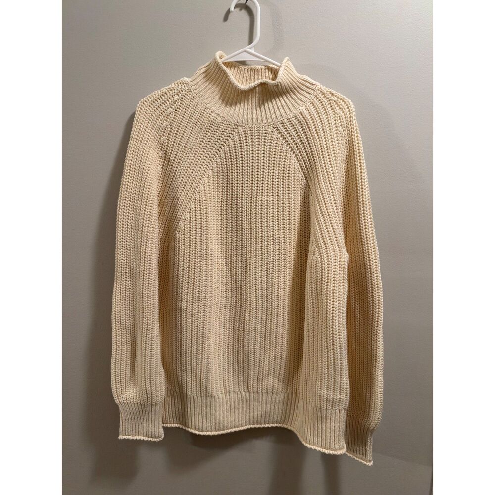 NEW J.Crew Women's Relaxed Rollneck Knit 100% Cotton Linen Sweater Size L Large